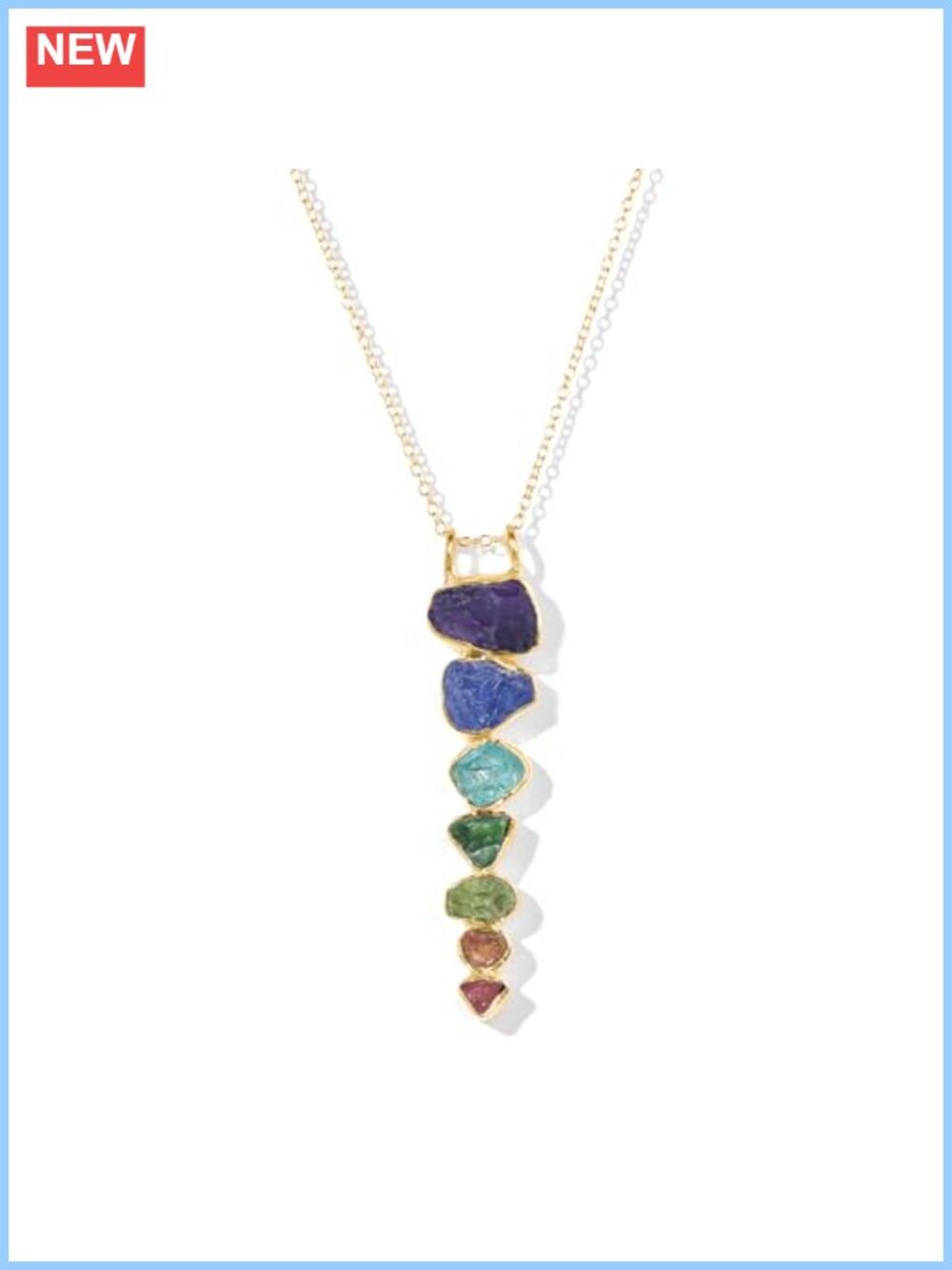 7 Chakra Necklace 14K Gold Plated Over 925 Sterling Silver Healing Gemstone